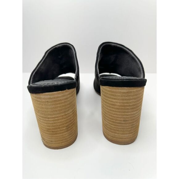BP Mules Womens Size 8.5 Black Slip On Open Toe Block Heel Fabric Upper - Picture 5 of 7